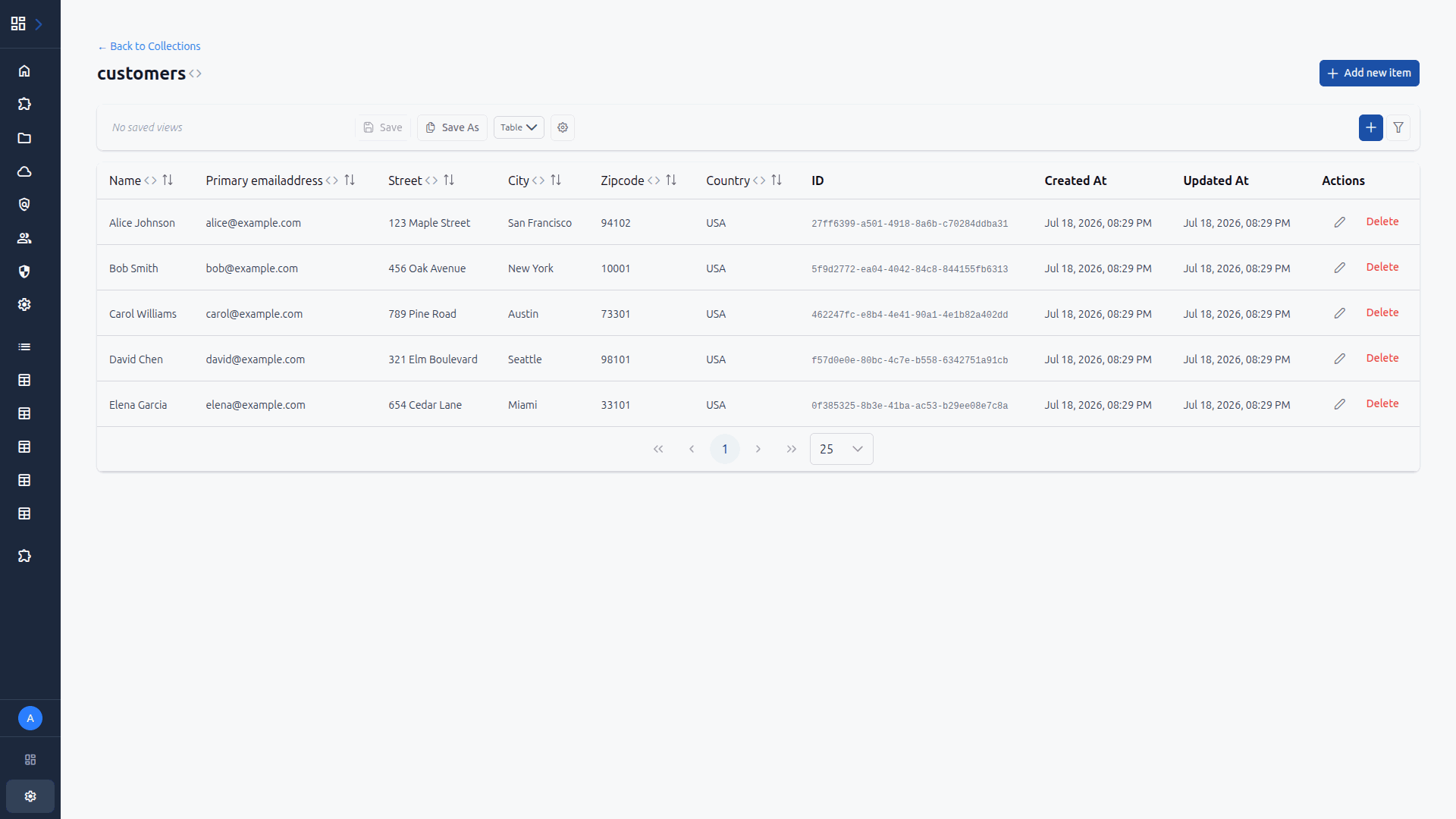 Browse data view