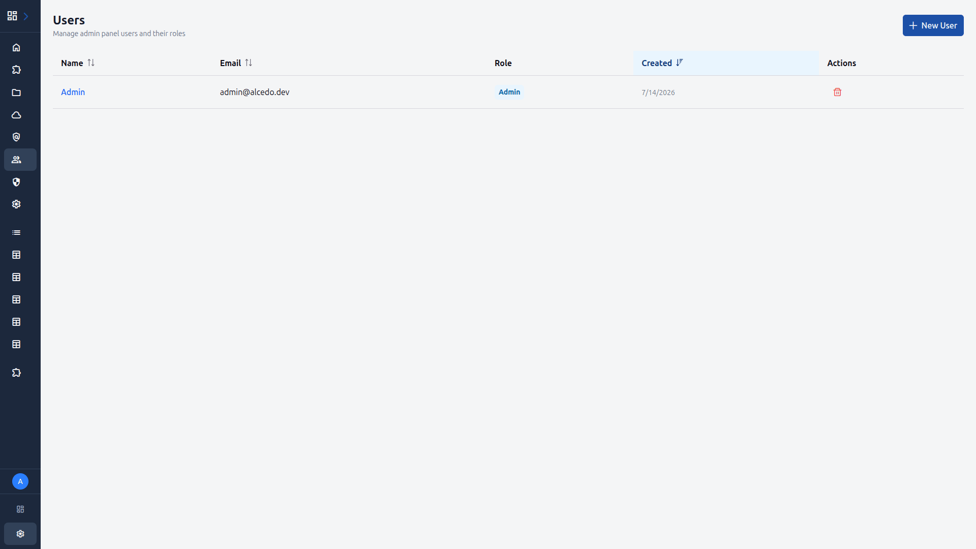 Users list page